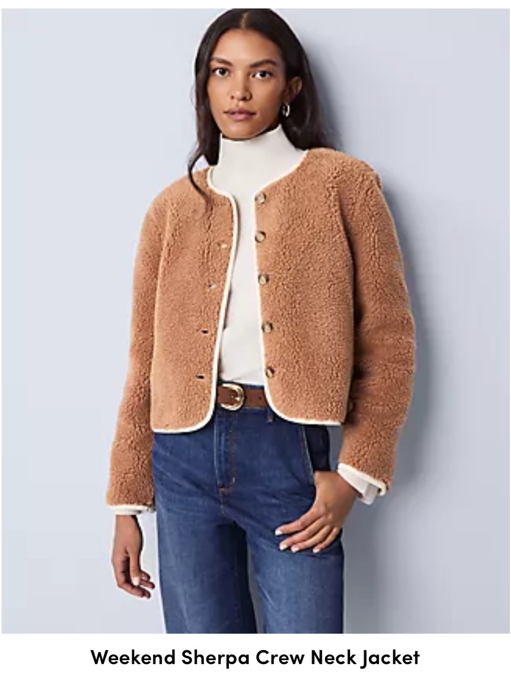 NWT Ann Taylor Camel Weekend Sherpa Jacket. Size Small
